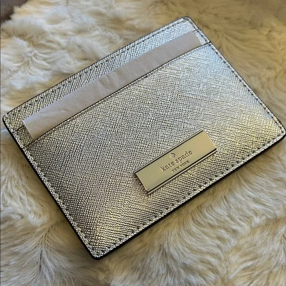 Kate Spade Metallic Kenzie Glitter  Lunar Light cardholder wallet - Picture 3 of 10